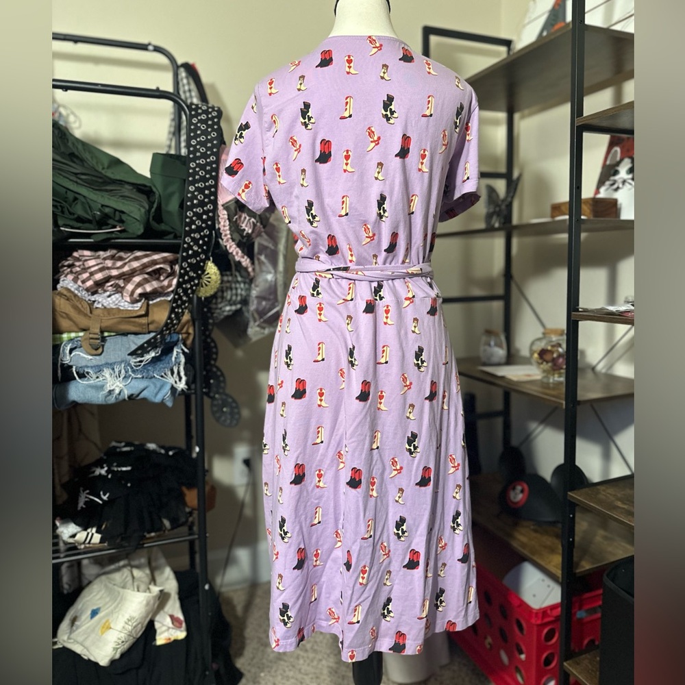 Mata Traders Katie Wrap Dress in Two Step Lavender Print - Picture 3 of 5